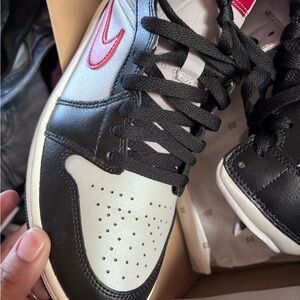 Nike Black and White Shoes with Red Accent